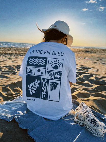 ORAMA - T-shirt unisexe "La vie en bleu" - BLANC